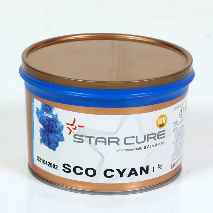مرکب چاپ یووی سایان STAR CURE رنگ Cyan (1 کیلوگرم)